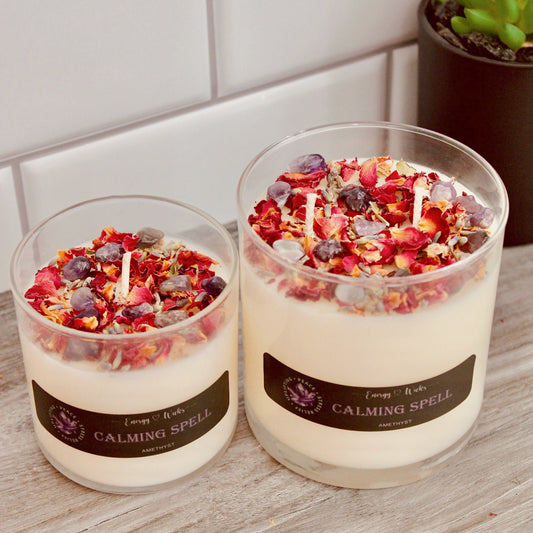 Calming Spell Crystal Candle