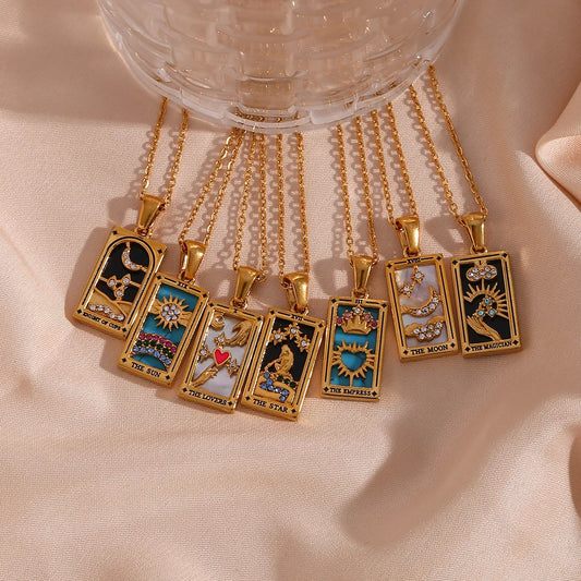 Gold Tarot Card Necklaces