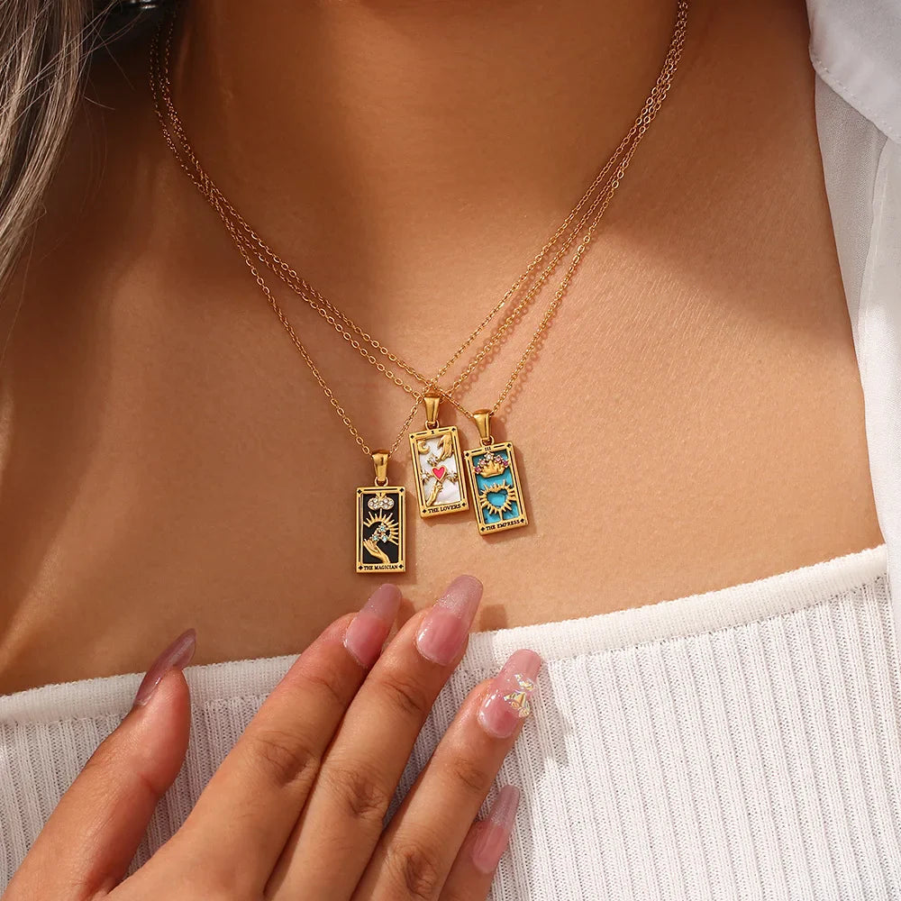 Gold Tarot Card Necklaces