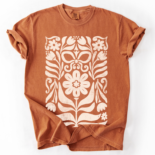 Vintage Folk Flower Pattern, Vintage Boho, Nature, Comfort Colors T-Shirt