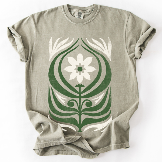 White Daisy Floral, Vintage Boho, Nature, Comfort Colors T-Shirt