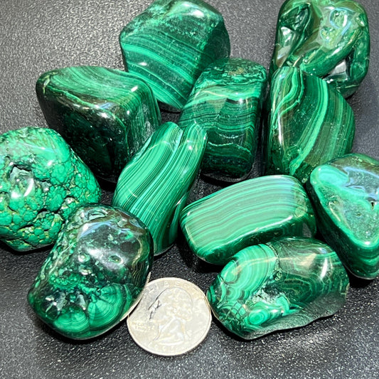 Malachite - Large Extra Quality Premium Malachite Tumbled Stones (By The Piece or Pound)