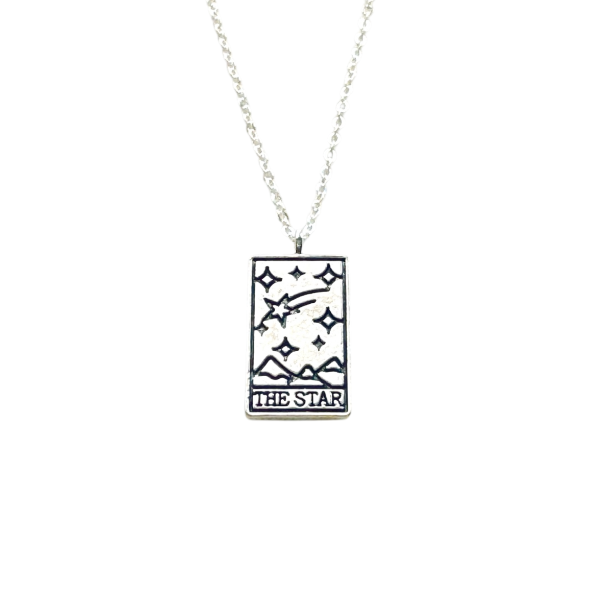 Tarot card necklace, sun, moon, star, fortune, silver magic jewelry