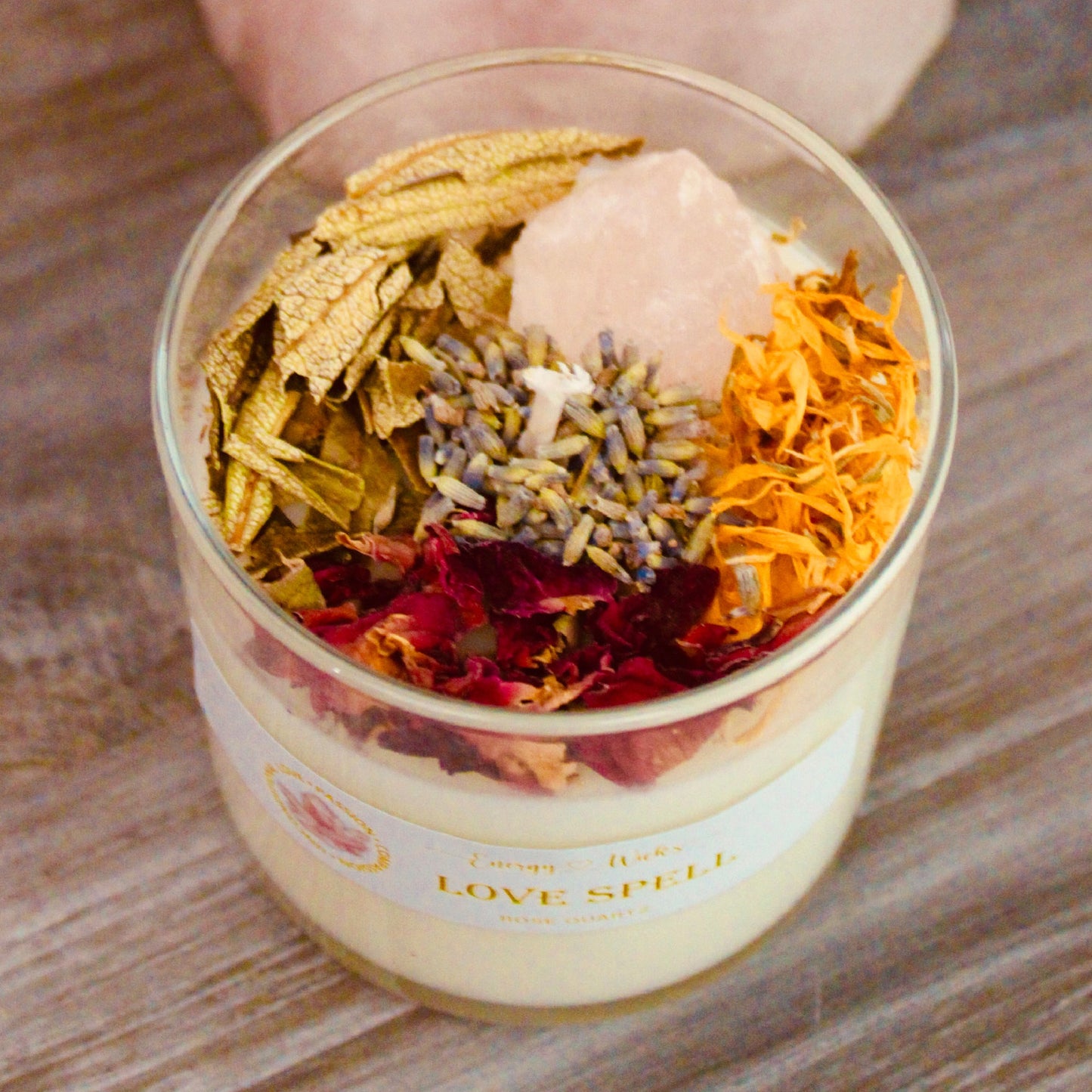 Love Spell Crystal Candle