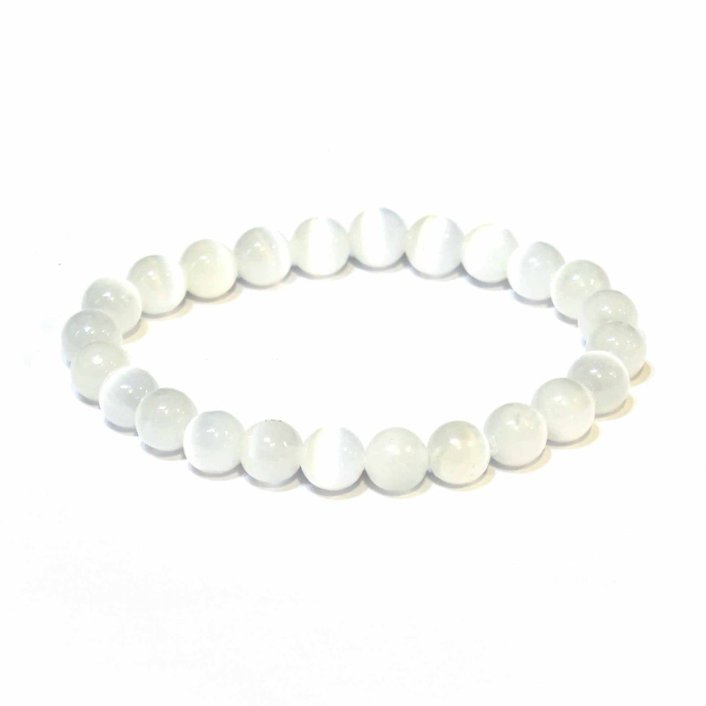 Selenite Round Bead Bracelet 8mm - Aura Cleanser