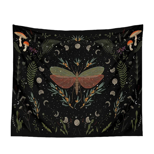 Moon Phase Black Tapestries