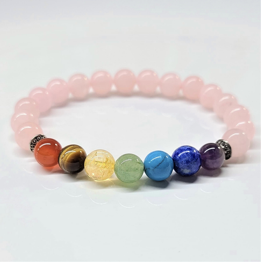 Rose Quartz Chakra Round Bead Bracelet 8mm - Nurturing Love