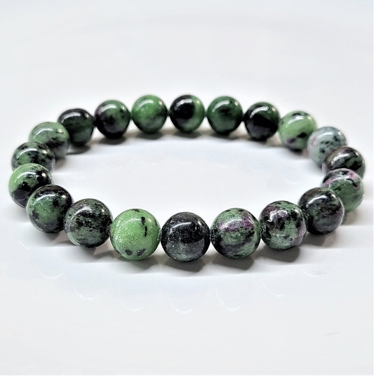 Ruby Zoisite Round Bead Bracelet - Willpower
