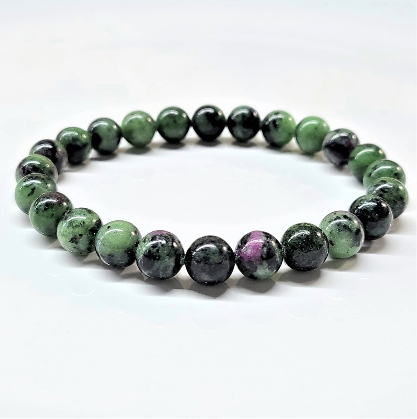 Ruby Zoisite Round Bead Bracelet - Willpower
