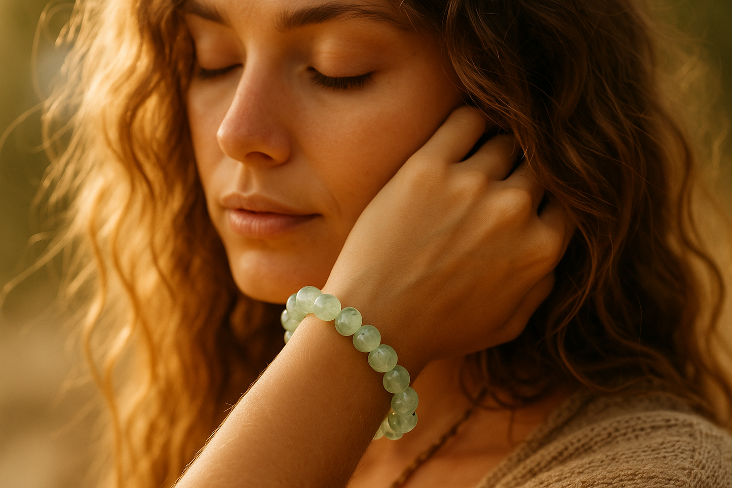 Prehnite Round Bead Bracelet - Unconditional Love