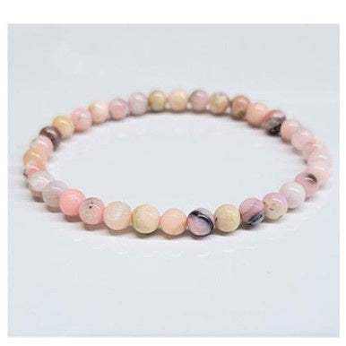 Pink Opal Round Bead Bracelet - Loving Kindness