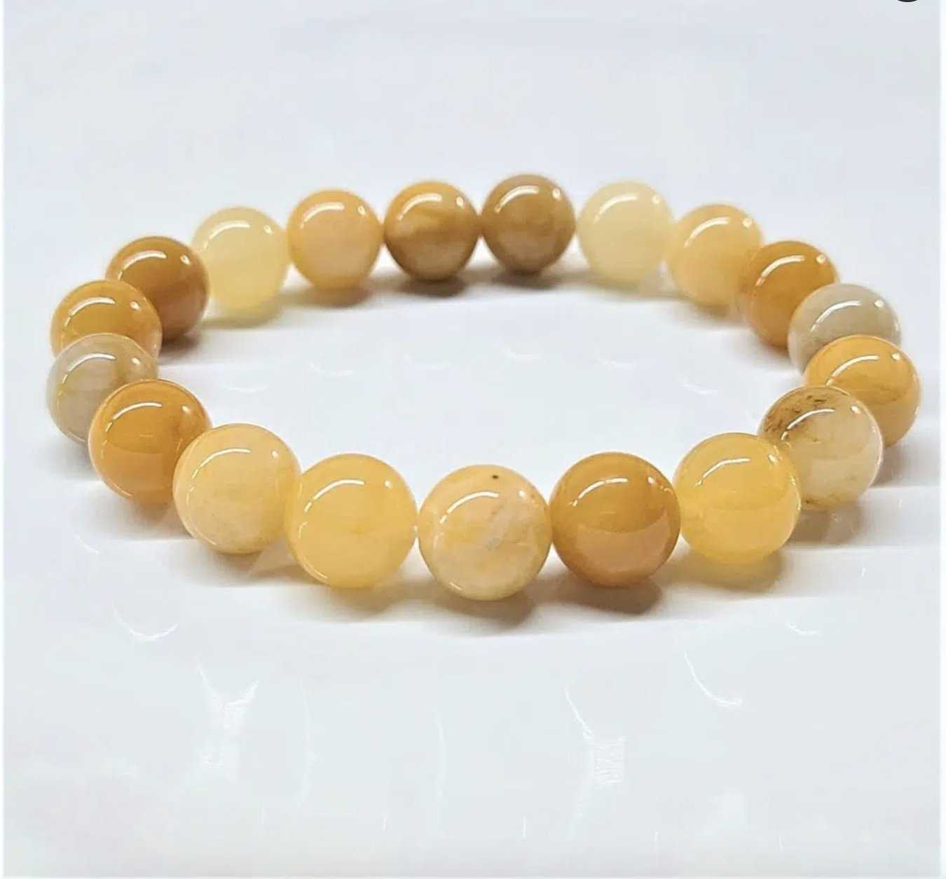 Yellow Jade Round Bead Bracelet - Courageous Joy
